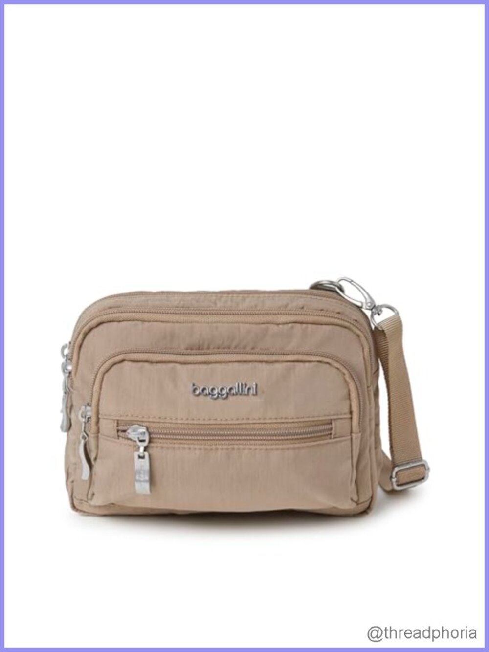 Nylon Crossbody Bag Convertible Belt Bag Triple Zip Travel Purse